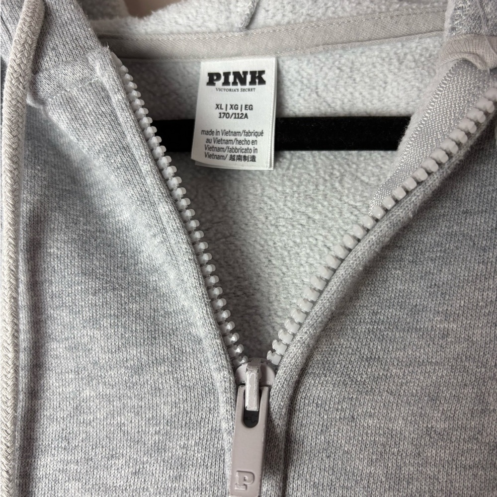 Vintage Y2k Pink Victoria’s Secret Women’s Full Zip Grey Hoodie XL Embroidered - Picture 2 of 10
